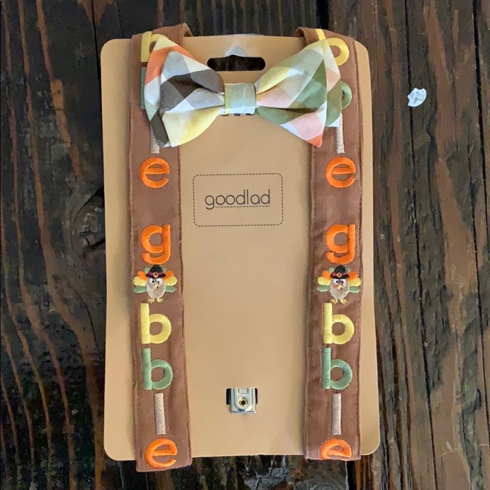 Gobble Thanksgiving Suspenders Bowtie